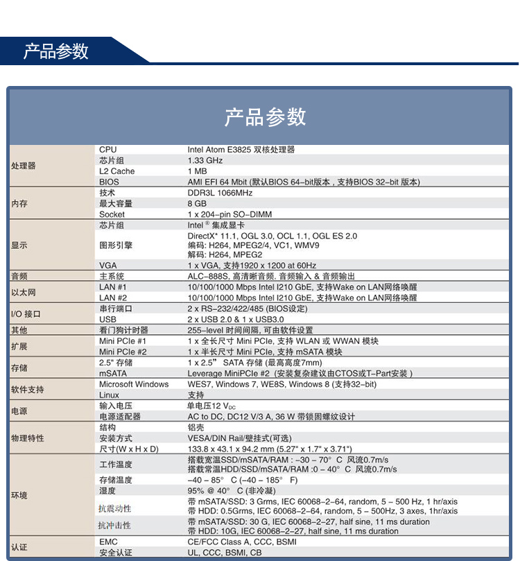 全新研華 無風扇嵌入式工控機 超緊湊ARK-1000系列 ARK-1123C