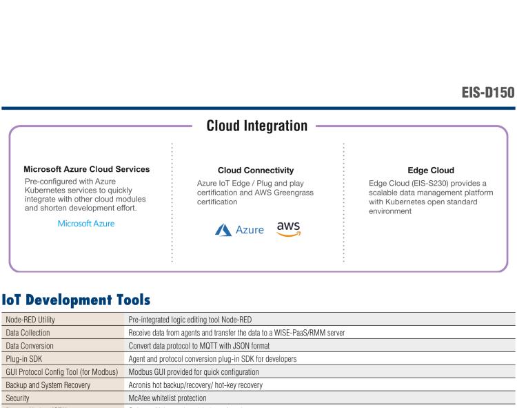研華EIS-D150 研華EIS-D150，邊緣計(jì)算系統(tǒng)，支持Intel 第六代處理器，可選i3/i5/i7 CPU，最高支持 16 GB內(nèi)存，具備豐富擴(kuò)展接口 2 x LAN，4 x COM，6 x USB等，同時(shí)還可以擴(kuò)展 iDoor 和 ARK-Plus 模組增加更多的擴(kuò)展能力，可以根據(jù)現(xiàn)場(chǎng)應(yīng)用需求，靈活定制。