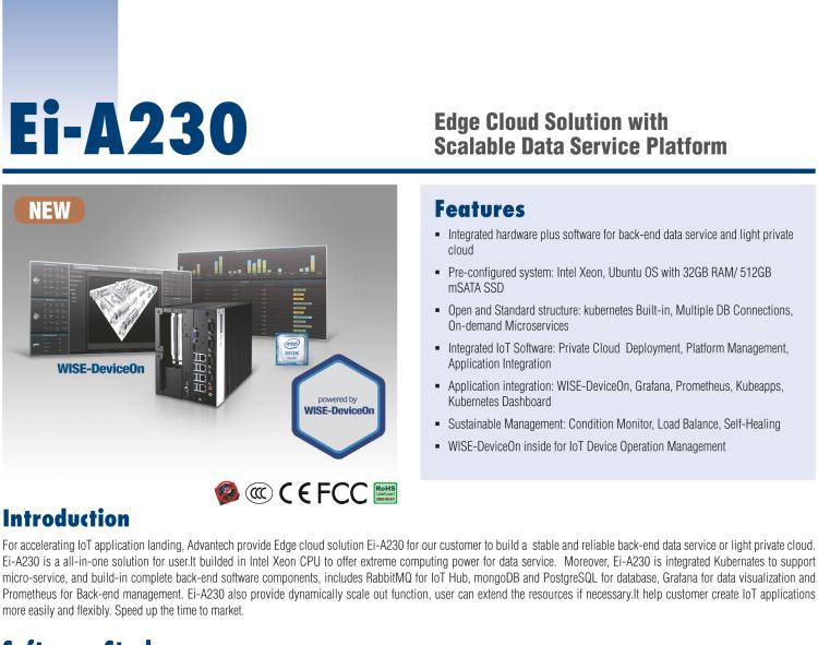 研華EI-A230 研華 EI-A230，邊緣計算系統服務器，搭載Intel Xeon E3-1275 V6 CPU，32GB RAM，512GB mSATA SSD，1T HDD *2，預裝Ubuntu 16.04操作系統。