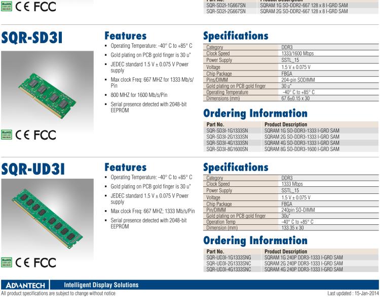 研華SQR-SD2I 工業級 DDR2 SODIMM