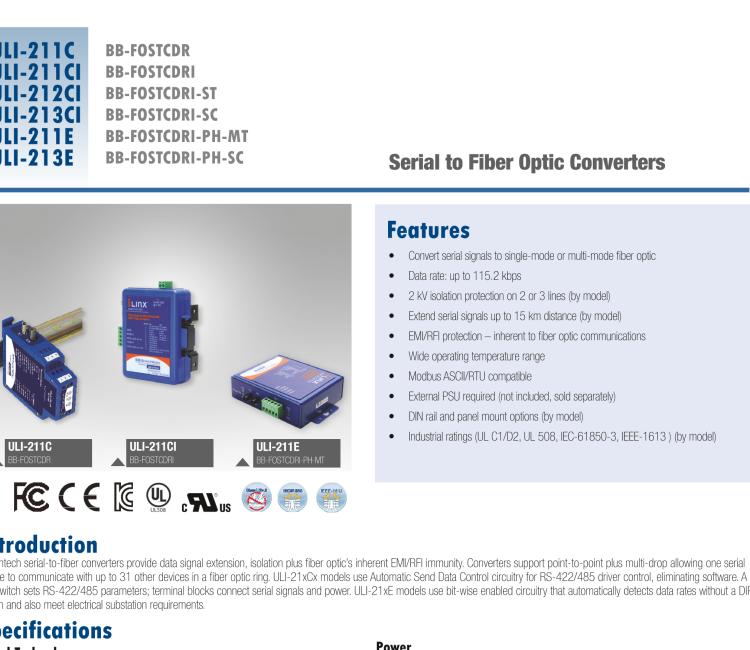 研華BB-FOSTCDRI-PH-SC ULI-213E 重型工業(yè)串行至單模 SC 光纖轉(zhuǎn)換器