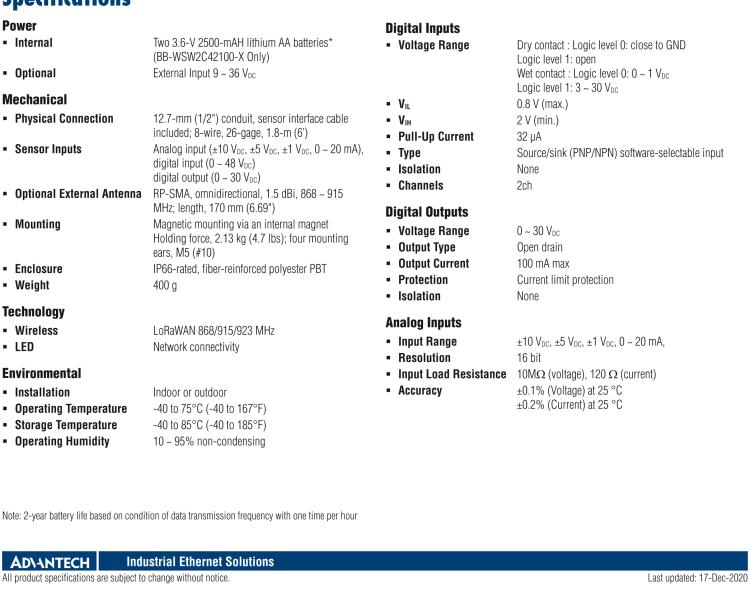 研華BB-WSW2C00015 LoRaWAN節(jié)點，支持RS485，外部天線