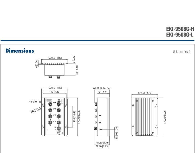 研華EKI-9508G-L 8個千兆M12端口非網(wǎng)管EN50155交換機，支持24/48 VDC供電