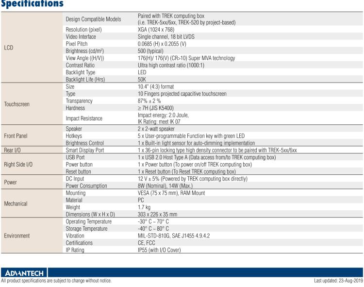 研華TREK-306PH 10" In-Vehicle Smart Display