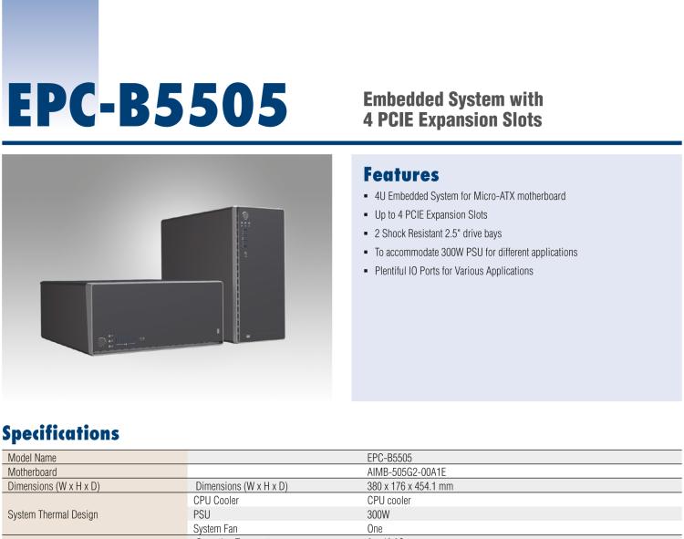 研華EPC-B5505 適配Intel? 第6/7代 Core ? i/Xeon E3系列處理器，搭載H110芯片組。標(biāo)準(zhǔn)4U上架，廣泛適用于各種行業(yè)。