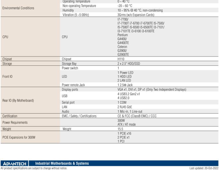 研華EPC-B5505 適配Intel? 第6/7代 Core ? i/Xeon E3系列處理器，搭載H110芯片組。標(biāo)準(zhǔn)4U上架，廣泛適用于各種行業(yè)。