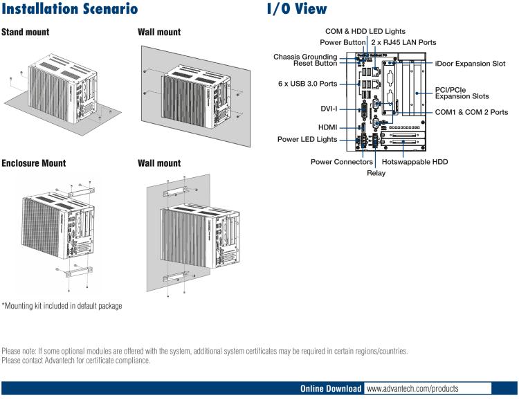 研華UNO-3285G 高效能嵌入式無風(fēng)扇工業(yè)電腦，搭配Intel? Core? i 處理器，4×PCI(e) 擴(kuò)展槽, 2×GbE, 2×mPCIe, HDMI, DVI-I