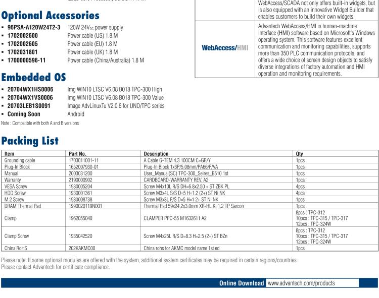 研華TPC-324W 8代Intel?Core? i3/ i5/ i7處理器24" FHD TFT LED LCD觸摸屏電腦，內置8G DDR4 RAM