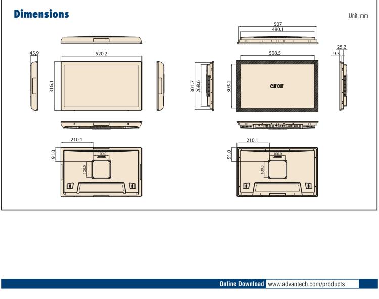 研華UTC-320D 21.5" 多功能觸控一體機，內置Intel? Celeron? J1900處理器