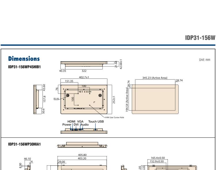研華IDP31-156W 15.6英寸100％工業(yè)級純平觸摸顯示器。超薄外形，圓滑的光角和堅固的玻璃面板，完全具有現(xiàn)代感。
