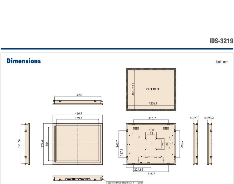 研華IDS-3219 19" SVGA工業級面板安裝顯示器