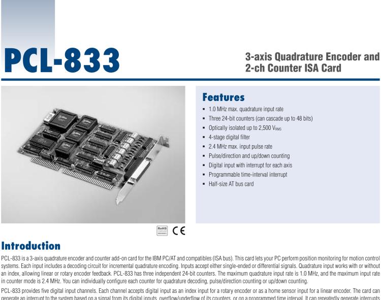 研華PCL-833 三軸正交編碼器、計數器卡