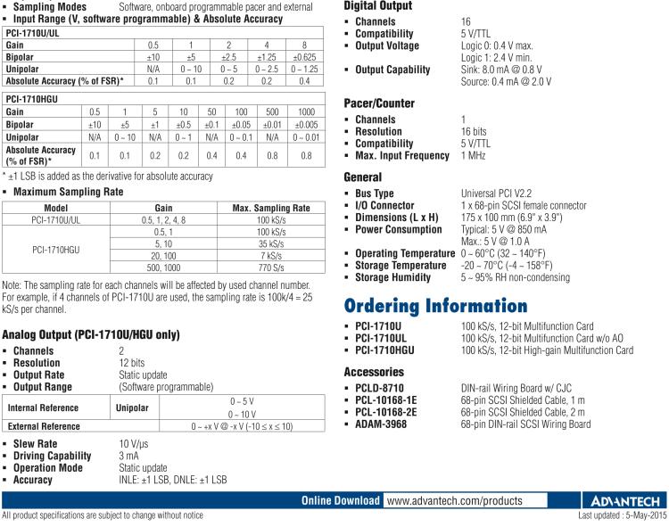 研華PCI-1710 100KS/s，12位高增益，PCI總線數據采集卡