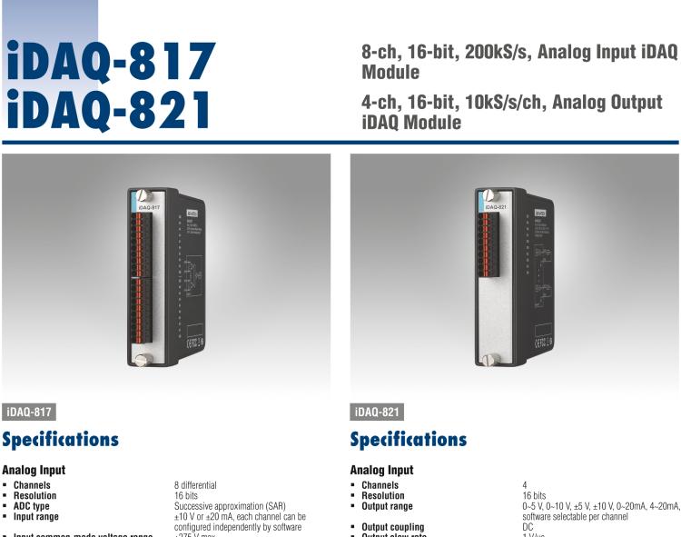 研華iDAQ-821 10kS/s、16 位、4 通道 模擬 輸出 iDAQ 模塊