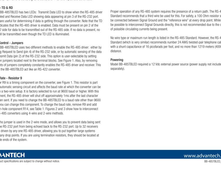 研華BB-485TBLED 串口轉換器，RS-232 DB25 母頭至RS-485 TB