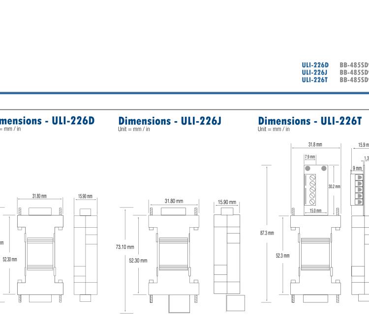 研華BB-485SD9R ULI-226D RS-232 至 DB-9 RS-485轉換器, 端口供電